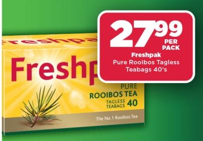 Freshpak Pure Rooibos Tagless Teabags 40's