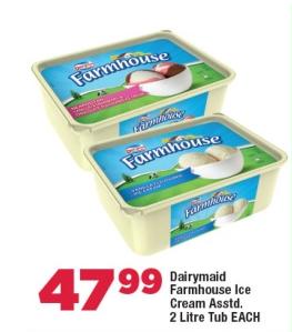 Dairymaid Farmhouse Ice Cream Assorted, 2 Litre Tub EACH