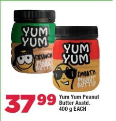 Yum Yum Peanut Butter Asstd 400g Each