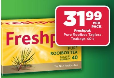 Freshpak Pure Rooibos Tagless Teabags 40's