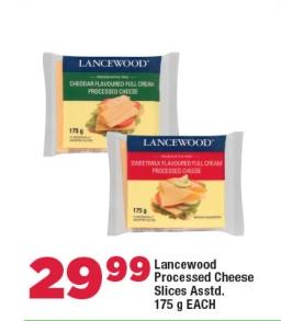 Lancewood Processed Cheese Slices Asstd 175g Each