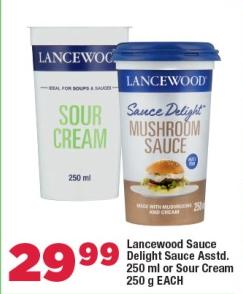 Lancewood Sauce Delight Mushroom Sauce or Sour Cream, 250 ml