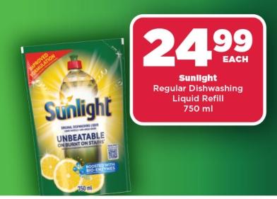 Sunlight Regular Dishwashing Liquid Refill 750ml 