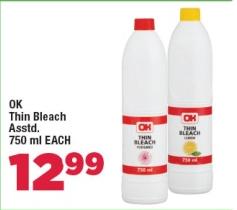 OK Thin Bleach Assorted 750ml Each