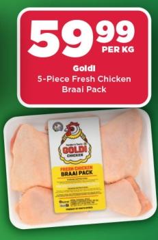 Goldi 5-Piece Fresh Chicken Braai Pack Per kg