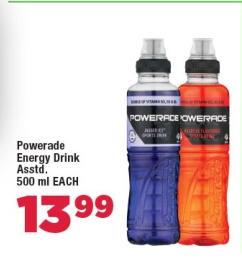 Powerade Energy Drink Asstd. 500ml Each