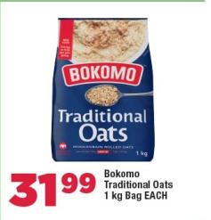 Bokomo Traditional Oats 1kg Bag each