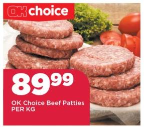 OK Choice Beef Patties PER KG