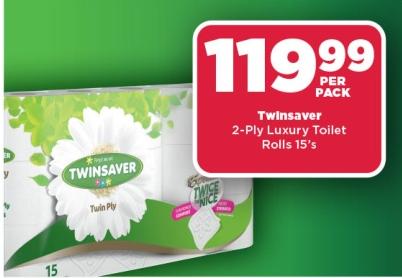 Twinsaver 2-Ply Luxury Toilet Rolls 15's