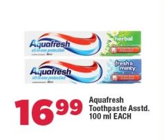 Aquafresh Toothpaste Assorted 100ml Each