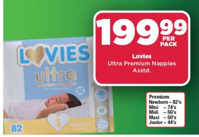 Lovies Ultra Premium Nappies Asstd Per Pack