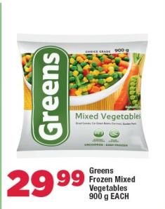 Greens Frozen Mixed Vegetables 900 gm  