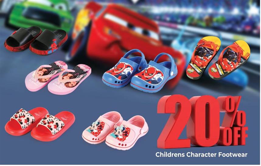 Children's character footwear 20% off