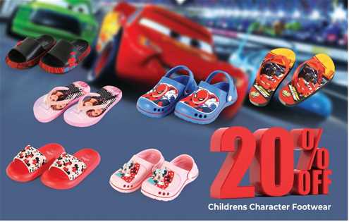 Children's character footwear 20% off