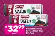 Supa Mama Value Refuse Black Bags 20pack 