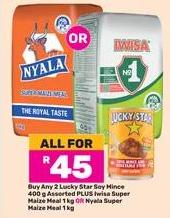 Buy Any 2 Lucky Star Soy Mince 400 g Assorted PLUS Iwisa Super Maize Meal 1 kg   buy any 2 