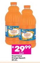 Great Value Orange Squash 2L 