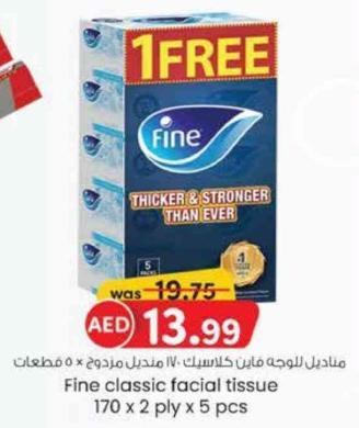 Fine classic facial tissue  4+1x170 sheets 2 ply 