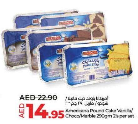 Americana Pound Cake Vanilla/Choco/Marble 290gm 2s per set