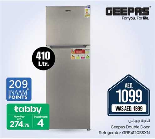 Geepas Double Door Refrigerator GRF4120SSXN