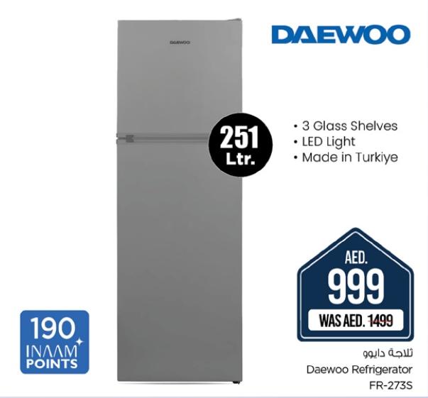 Daewoo Refrigerator with 3 Glass Shelves and LED Light, Made in Turkey