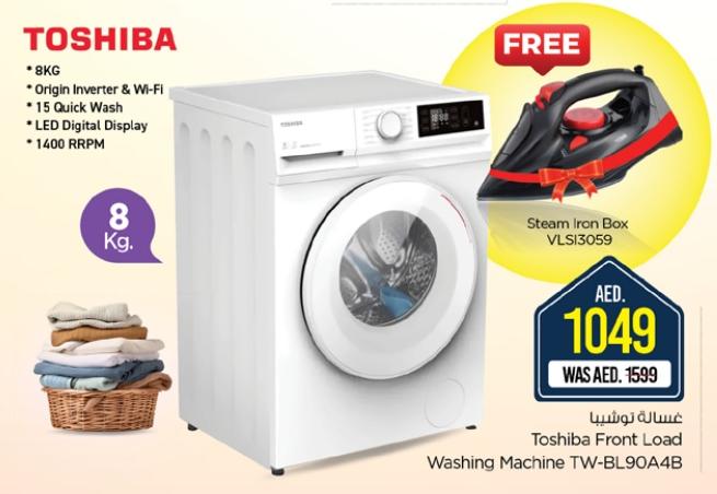 Toshiba Front Load Washing Machine with Origin Inverter & Wi-Fi, 15 Quick Wash programs, LED Digital Display, 1400 RPM, 8 Kg capacity