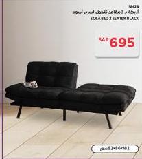 Sofa Bed 3 Seater Black