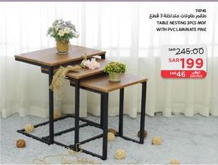 Table nesting 3 pcs MDF with PVC laminate pine