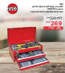 ZUCO Tools set 88 pieces in a 2-drawer metal box