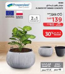 Prosperplast Flower Pot Dimbalo Concrete, 2 in 1 Standard Set