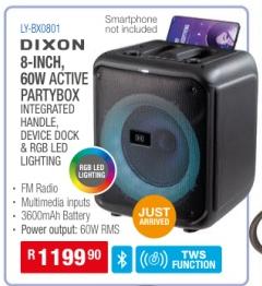 Dixon 8-Inch, 60W Active Partybox