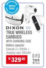 Dixon True Wireless Earbuds with Charging Case