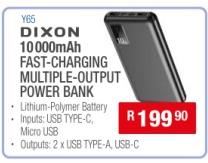 Dixon 10000mAh Fast-Charging Multiple-Output Power Bank