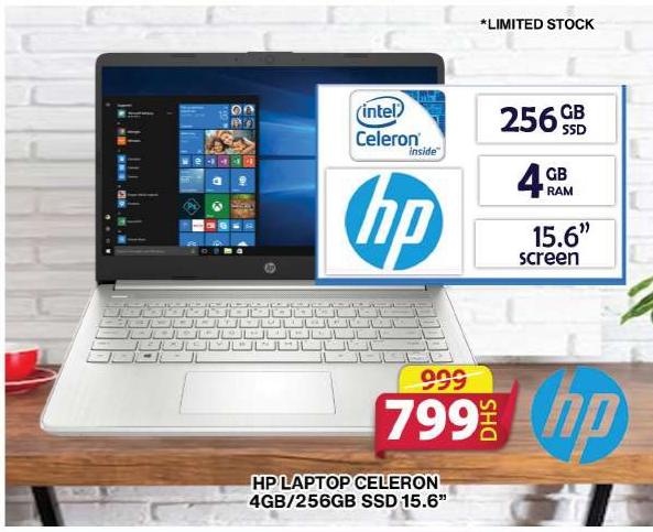 لابتوب اتش بي سيليرون 4GB/256GB SSD 15.6"