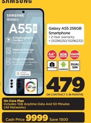 Galaxy A55 256GB Smartphone with All Nightography Camera, Massive Storage, Tough & Durable design.