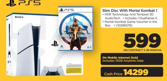 Slim Disc With Mortal Kombat 1 - HDR Technology and Tempest 3D AudioTech - Includes 1 DualSense 5 - Mortal Kombat Game Voucher in the Box