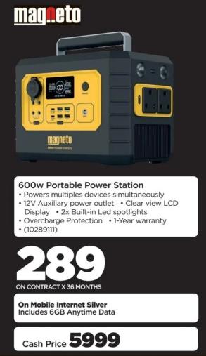 600w Portable Power Station - Powers multiples devices simultaneously, 12V Auxiliary power outlet, Clear view LCD Display, 2x Built-in Led spotlights, Overcharge Protection, 1-Year warranty