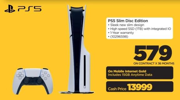 PS5 Slim Disc Edition - Sleek new slim design, High speed SSD (1TB) with integrated IO, 1-Year warranty