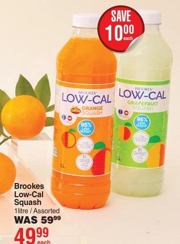 Brookes Low-Cal Squash Orange and Grapefruit 1 litre assorted