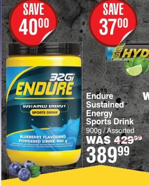 Endure Sustained Energy Sports Drink, Blueberry Flavoured, 900g