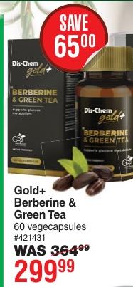 Dis Chem Gold+ Berberine Green Tea 60 Vegecapsules