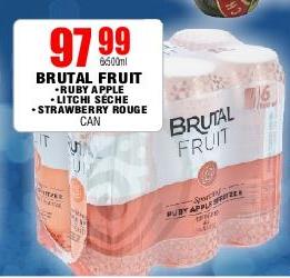 BRUTAL FRUIT - RUBY APPLE - LITCHI SECHE - STRAWBERRY ROUGE CAN 6x500ml