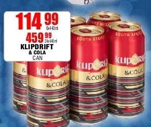 KLIPDRIFT & COLA CAN 24x440ml