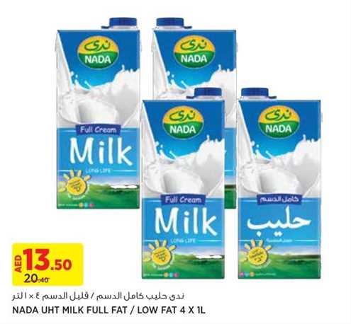 Nada UHT Milk Full Fat / Low Fat 4 x 1L