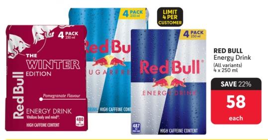 Red Bull Energy Drink (All variants) 4 x 250 ml