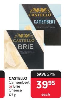 CASTELLO Camembert or Brie Cheese 125g