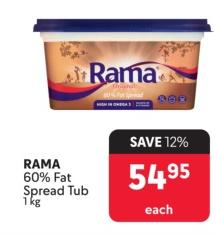 RAMA 60% Fat Spread Tub 1kg 