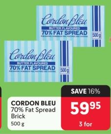 Cordon Bleu 70% Fat Spread Brick 500g