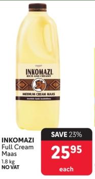 INKOMAZI Full Cream Maas 1.8Kg NO VAT