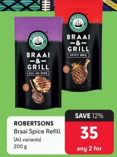 Robertsons Braai Spice Refill (All variants) 200g Any 2